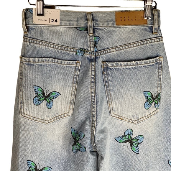 PacSun Eco Butterfly Dad Jean High Rise Straight Leg Button Fly Light Wash Sz 24 - Picture 8 of 13